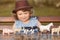 Little girl studying farm animals