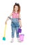 Little girl sweeping the floor