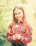 Little girl and with taraxacum flower. happy child hold blowball. summer. Rancho and country. Natural beauty. Childhood