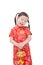 Little girl in traditioal chinese costume over white