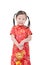 Little girl in traditioal chinese costume over white