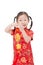 Little girl in traditioal chinese costume over white