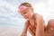 Little girl at tropical beach