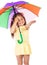 Little girl with umbrella, checking for rain