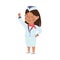 Little Girl in Uniform Representing Flight Attendant Profession Vector Illustration