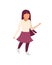 Little girl walking street flat color vector faceless character