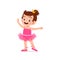 little girl wear beautiful ballerina costume and dance