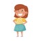 Little Girl Wearing Blue Skirt Smiling Showing Happy Expression on Her Face Vector Illustration