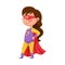 Little Girl Wearing Superhero Costume Pretending to Have Super Power Vector Illustration