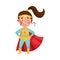 Little Girl Wearing Superhero Costume Pretending to Have Super Power Vector Illustration