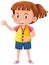 Little girl wearing yellow life jacket in cartoon style