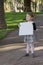 Little girl with whiteboard