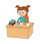 Little girl writing letter clip art illustration vector