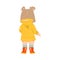 Little Girl in Yellow Coat Standing Back-first Vector Illustration