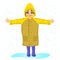 Little girl in yellow raincoat in the rain