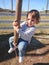 Little girl on a zipline