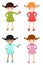 Little girls with different color clothing