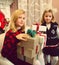 Little girls preparing gifts