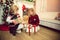 Little girls preparing presents