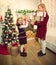 Little girls sharing presents