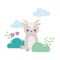 Little goat sitting with flowers foliage leaves cartoon animal