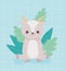 Little goat sitting foliage leaves cartoon animal