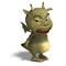 Little green cute toon dragon devil