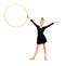 Little gymnast doing exercise with hoop