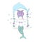 Little Hand drawn dolphin, mermaid and a sea star in pastel colors. Cute Illustration for baby showers, birthday, t-shirts, mugs,