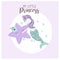 Little Hand drawn mermaid and sea star in pastel colors. Cute Illustration for baby showers, birthday, t-shirts, mugs, cards and b