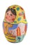 Little happy colorful matryoshka on white background