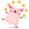 Little happy rich piggy character for Chinese new year. 2019 Year of the pig.