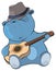 Little hippo, guitarist. Cartoon