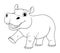 Little Hippopotamus Cartoon Animal Illustration BW