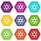 Little honeycomb icon set color hexahedron