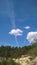 Little house in forrest and clouds