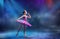 A little Japanese ballerina dances on stage in a lilac tutu on pointe shoes classical ballet