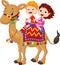 Little kid cartoon riding decorated camel