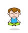 Little Kid Doing Meditation - Cute Cartoon Boy Illustration