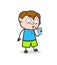 Little Kid Drinking Energy Water - Cute Cartoon Boy Illustration