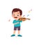 little kid play violin and feel happy