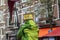 Little Kid On The Shoulders Of His Father During Kingsday At Amsterdam The Netherlands 27-4-2019