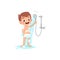 Little kid take a shower and wash body