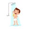 Little kid take a shower and wash body