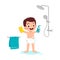 Little kid take a shower and wash body