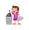 Little kid throw trash to trash bin