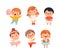 Little Kids with Overweight and Body Fat Engaged in Different Activity Vector Set