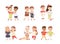 Little Kids Supporting and Comforting Crying Friend Vector Set