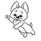 Little kind puppy joy jump coloring page cartoon illustration