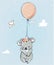 Little koala with balloon